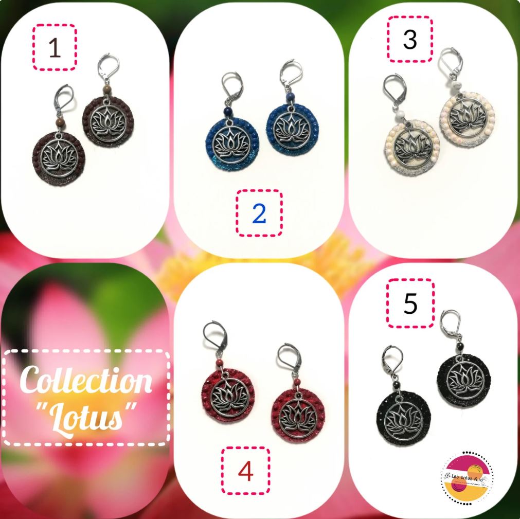 Boucles d’oreilles rondes en tissu - collection LOTUS