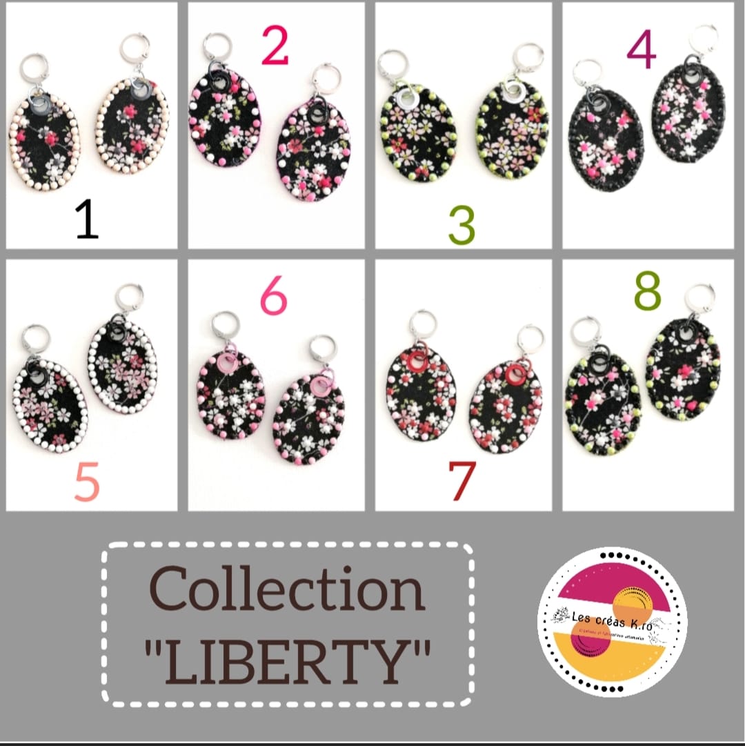 Boucles d’oreilles ovales pendantes en tissu - collection LIBERTY