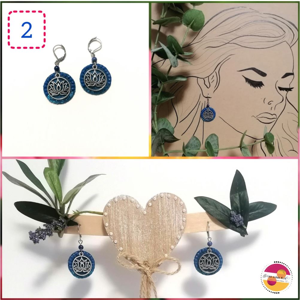 Boucles d’oreilles rondes en tissu - collection LOTUS