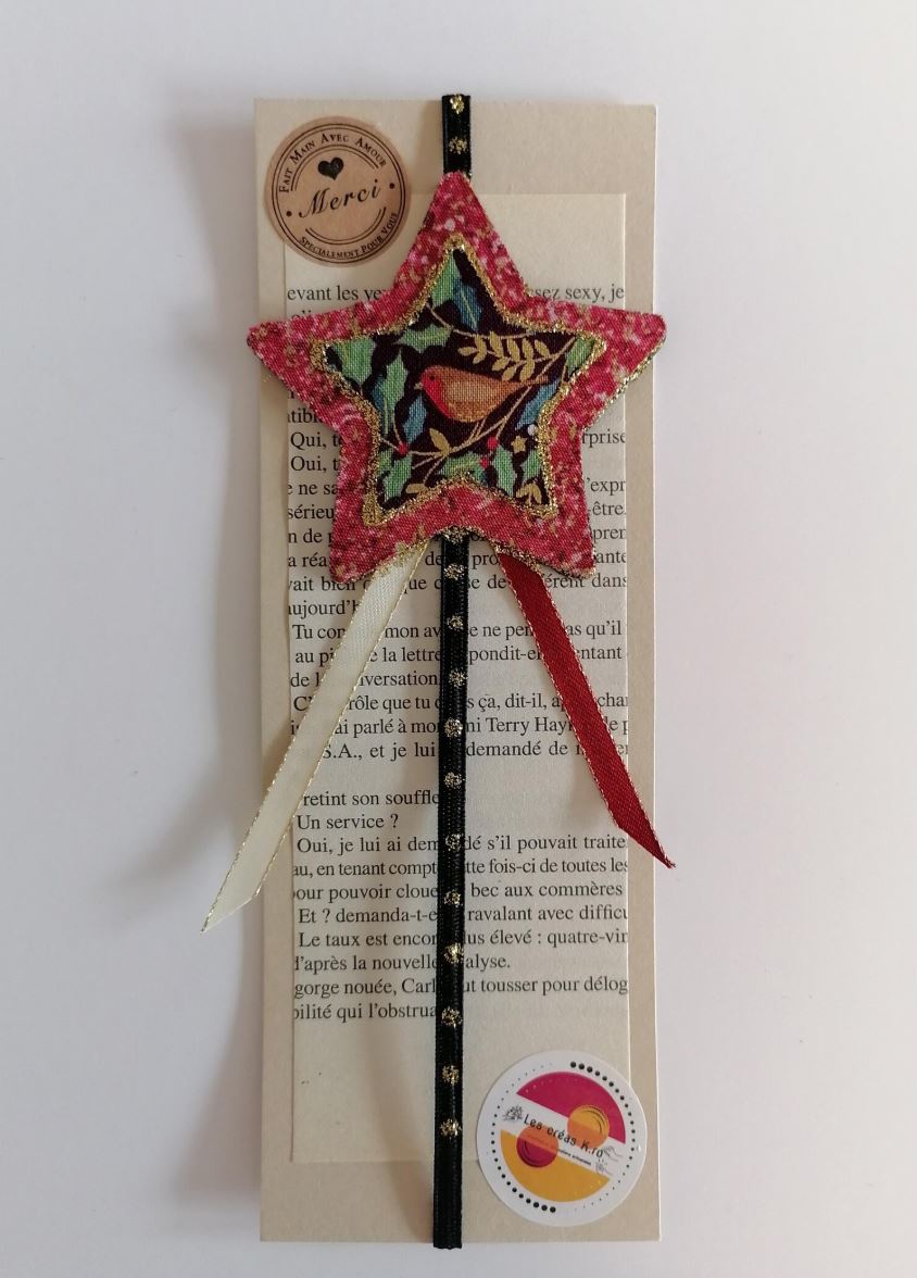 Marque-pages élastique Étoiles de Noël en tissu.