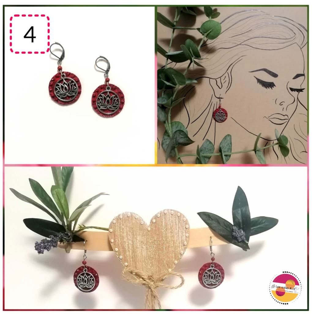 Boucles d’oreilles rondes en tissu - collection LOTUS