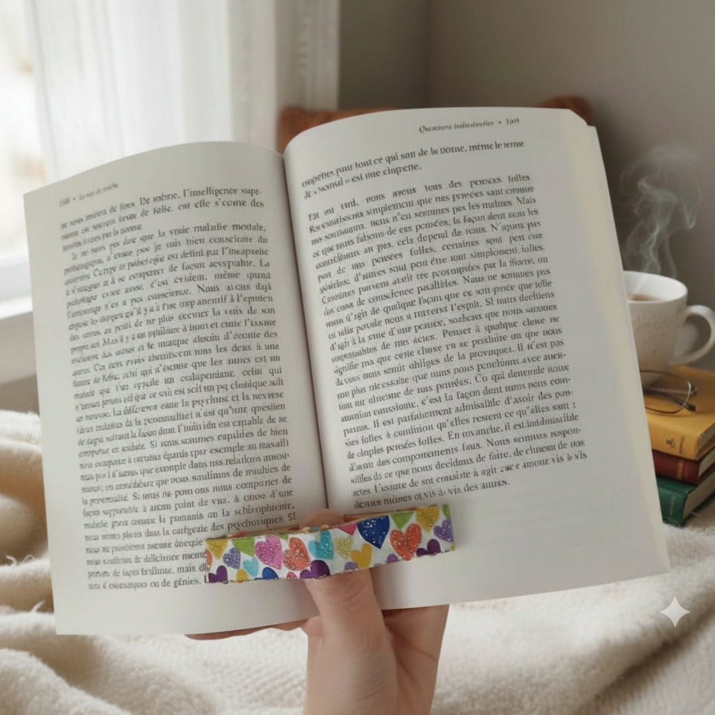 Bagues de lecture en bois et tissu recyclé