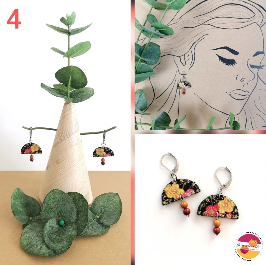 Boucles d’oreilles rondes en tissu - collection SAKURA