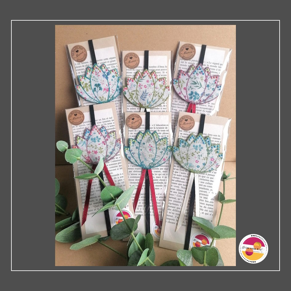 Marque-pages élastique fleur de Lotus en tissu