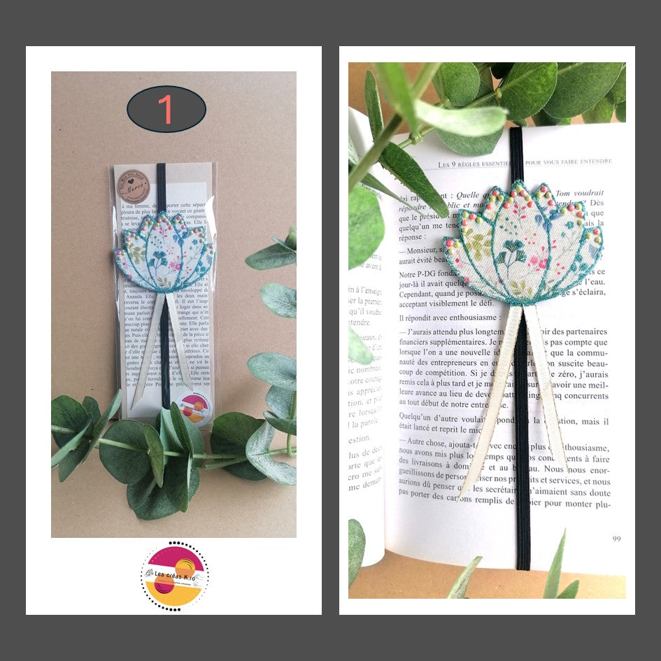 Marque-pages élastique fleur de Lotus en tissu