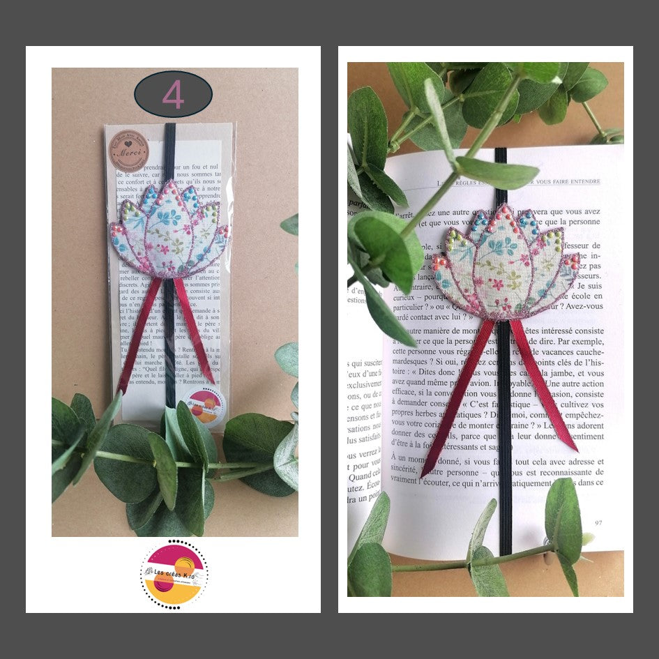 Marque-pages élastique fleur de Lotus en tissu