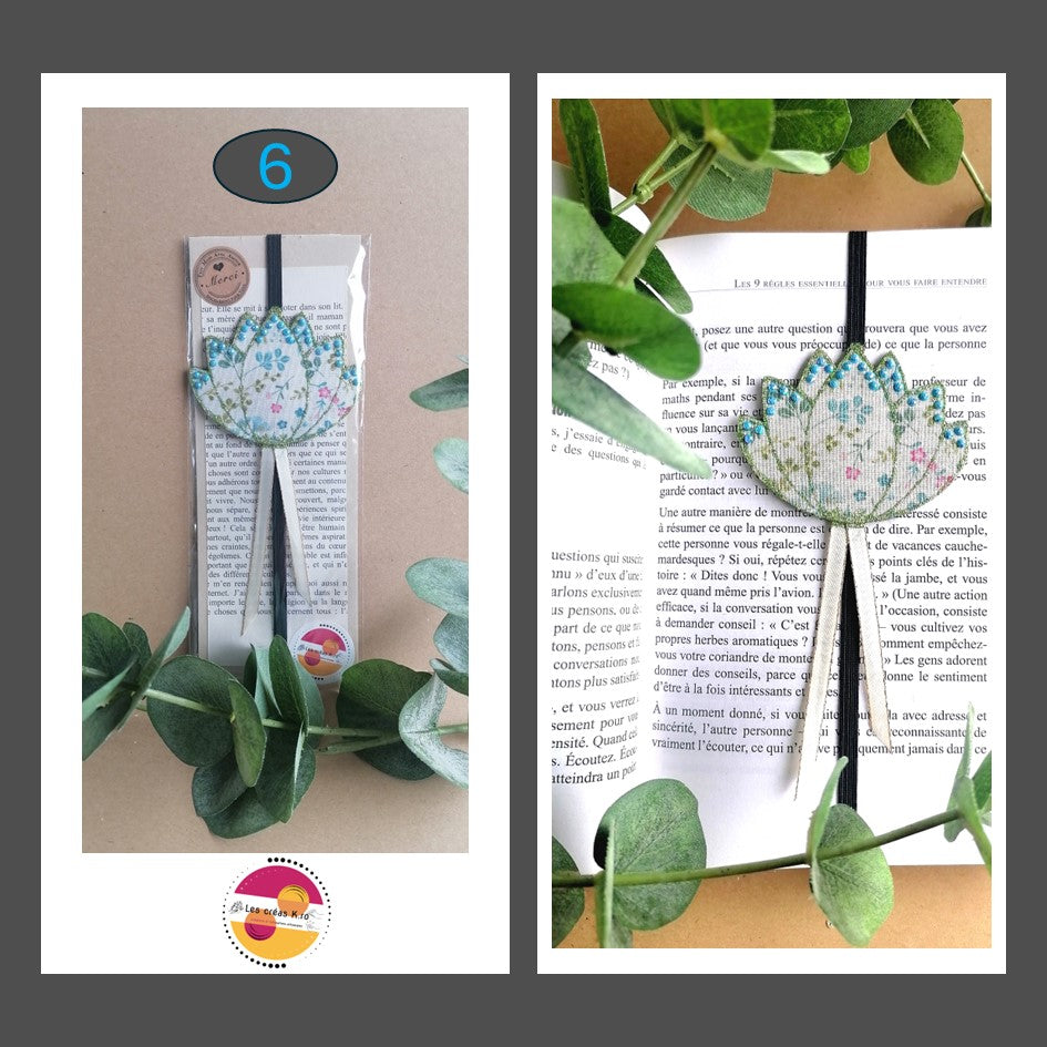 Marque-pages élastique fleur de Lotus en tissu