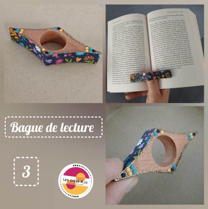 Bagues de lecture en bois et tissu recyclé - CARMANO by Les créas K.ro