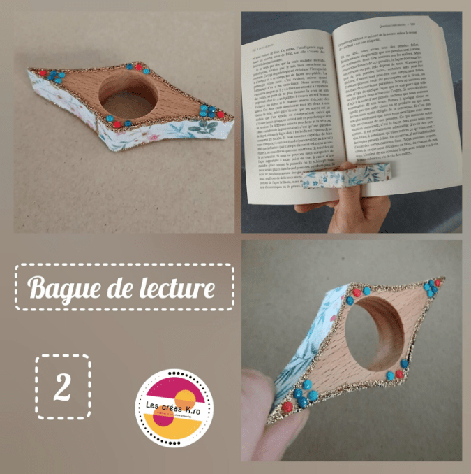 Bagues de lecture en bois et tissu recyclé - CARMANO by Les créas K.ro