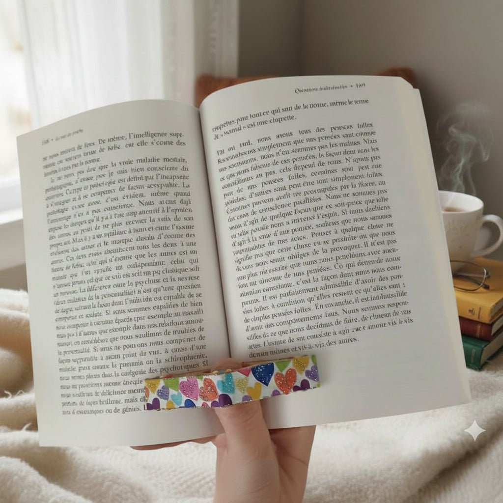 Bagues de lecture en bois et tissu recyclé - CARMANO by Les créas K.ro