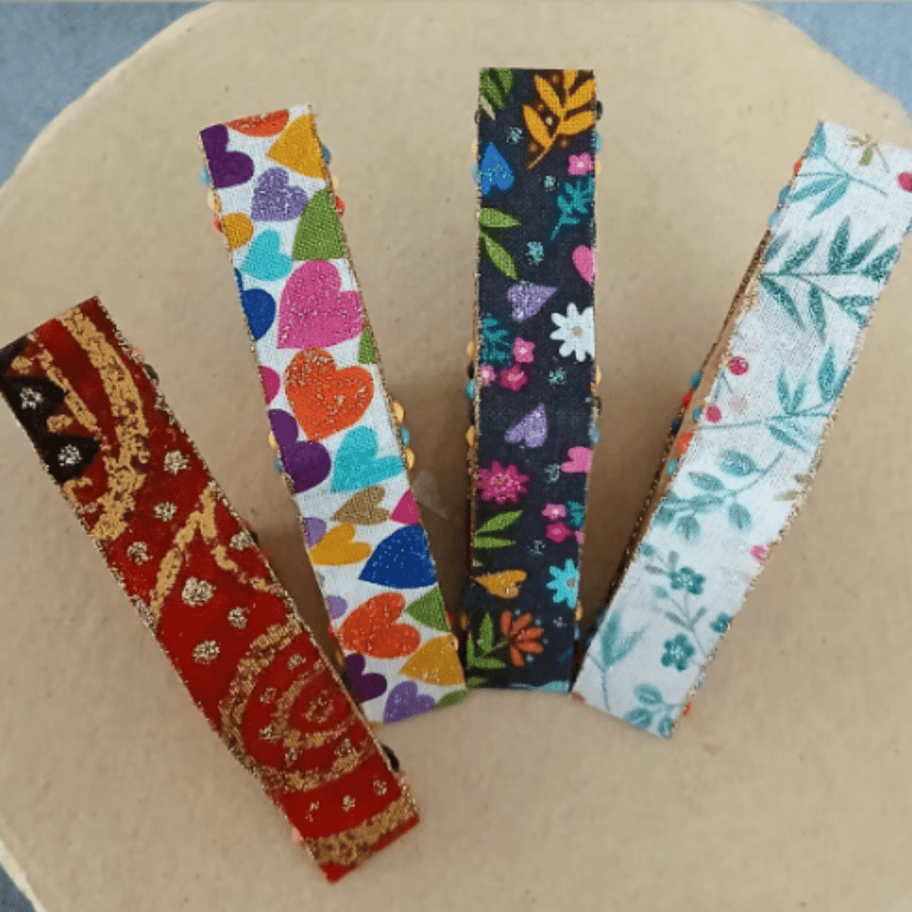 Bagues de lecture en bois et tissu recyclé - CARMANO by Les créas K.ro