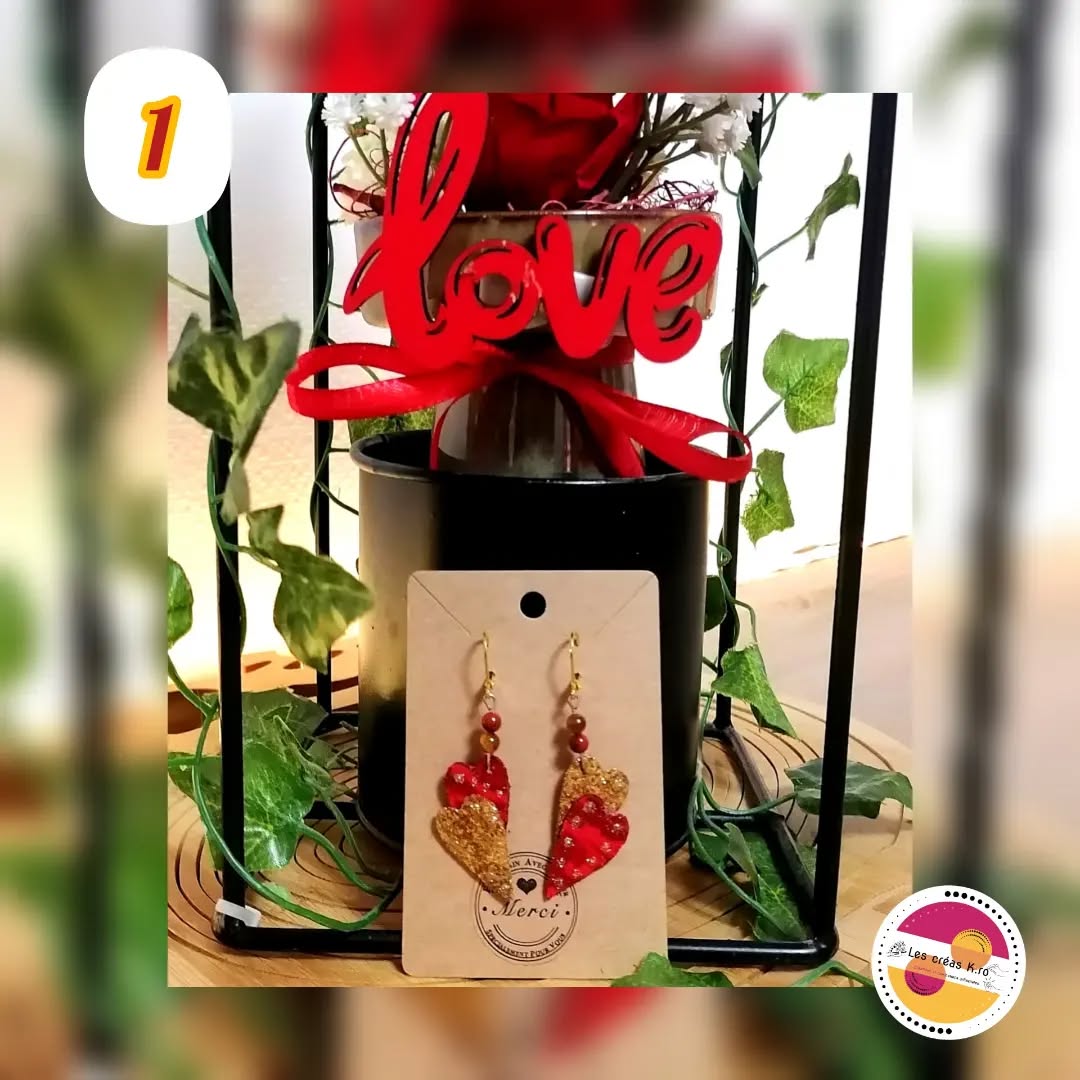 Boucles d’oreilles cœur en tissu - collection LOVE - CARMANO by Les créas K.ro