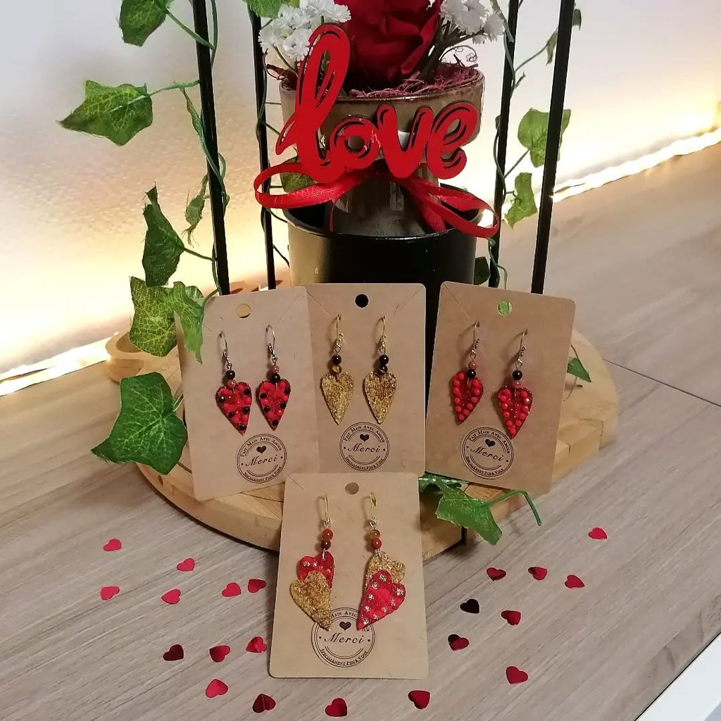 Boucles d’oreilles cœur en tissu - collection LOVE - CARMANO by Les créas K.ro