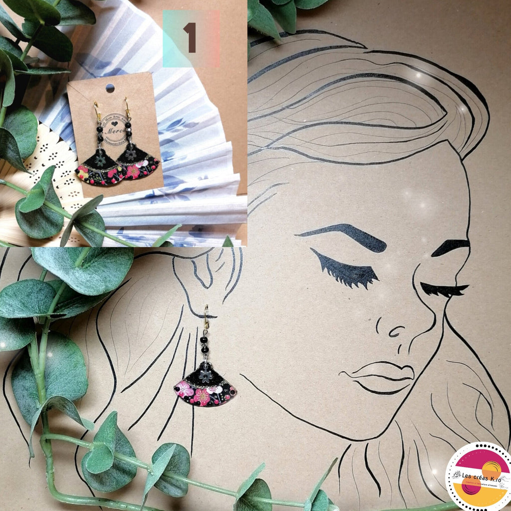 Boucles d’oreilles japonaises en tissu - collection EVENTAIL - CARMANO by Les créas K.ro