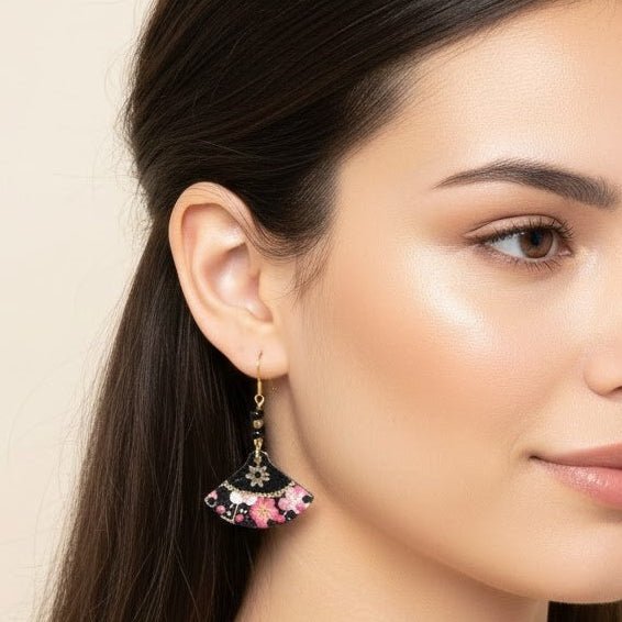 Boucles d’oreilles japonaises en tissu - collection EVENTAIL - CARMANO by Les créas K.ro