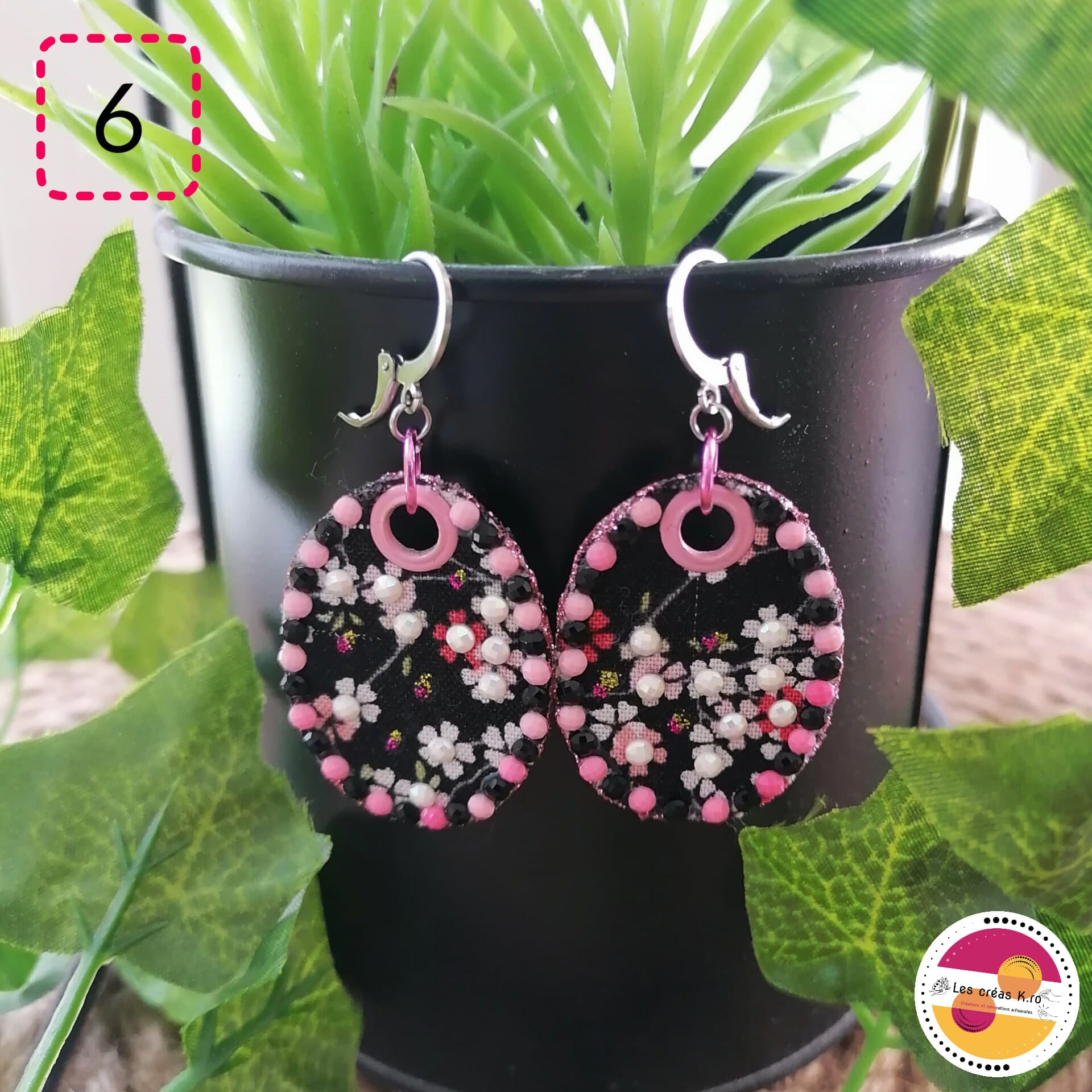 Boucles d’oreilles ovales en tissu - collection LIBERTY - CARMANO by Les créas K.ro