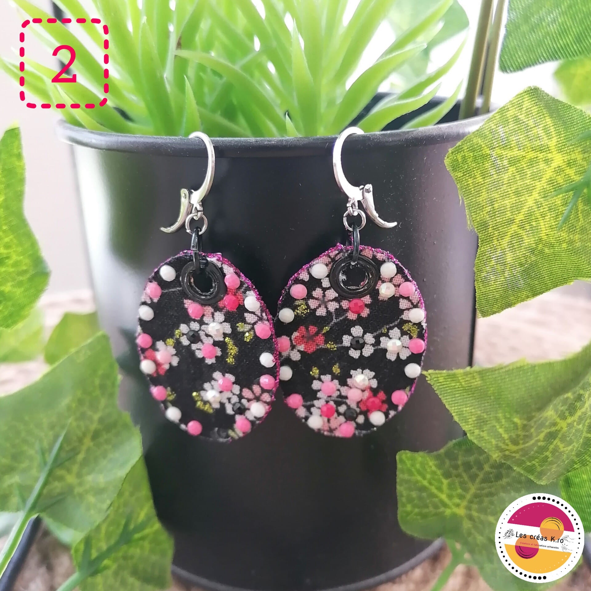 Boucles d’oreilles ovales en tissu - collection LIBERTY - CARMANO by Les créas K.ro