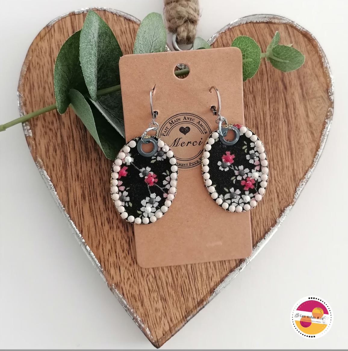 Boucles d’oreilles ovales en tissu - collection LIBERTY - CARMANO by Les créas K.ro