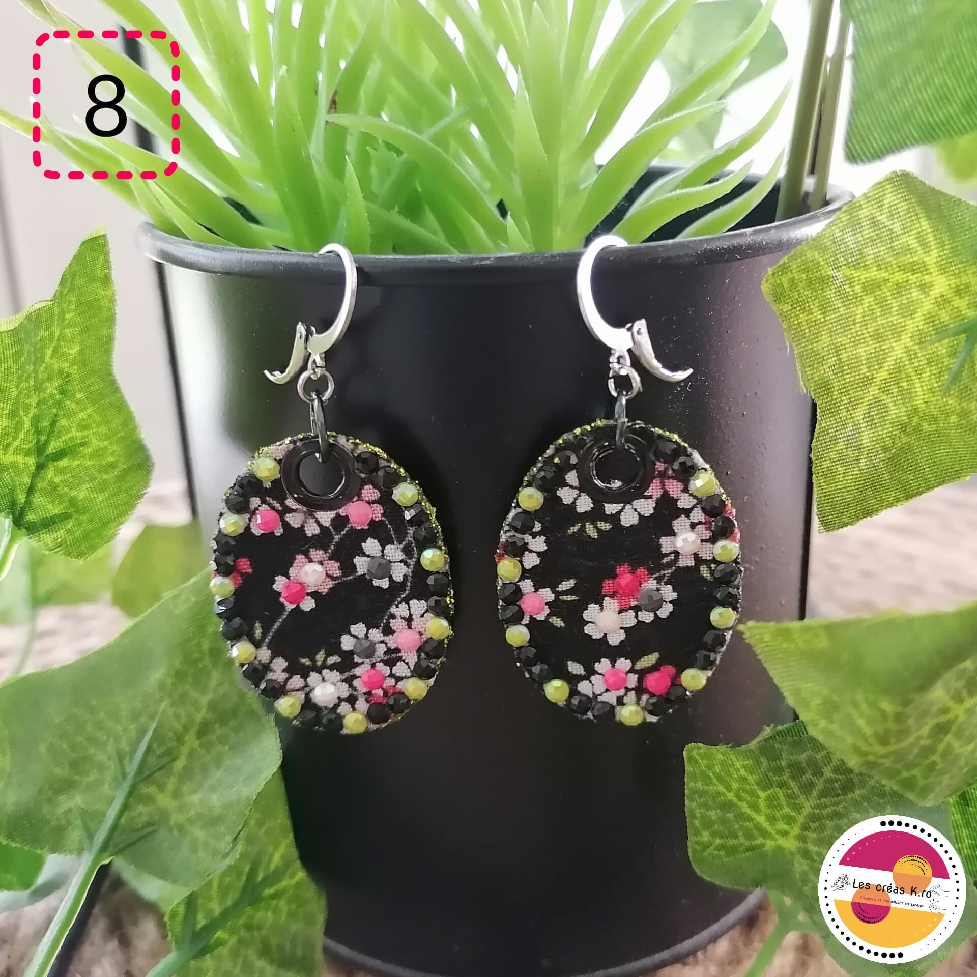 Boucles d’oreilles ovales en tissu - collection LIBERTY - CARMANO by Les créas K.ro