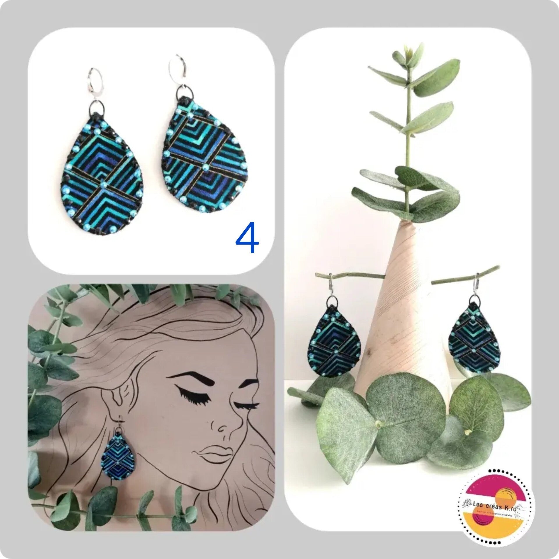 Boucles d’oreilles pendantes en tissu - collection GOUTTES - CARMANO by Les créas K.ro