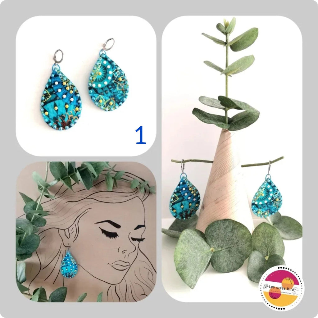 Boucles d’oreilles pendantes en tissu - collection GOUTTES - CARMANO by Les créas K.ro