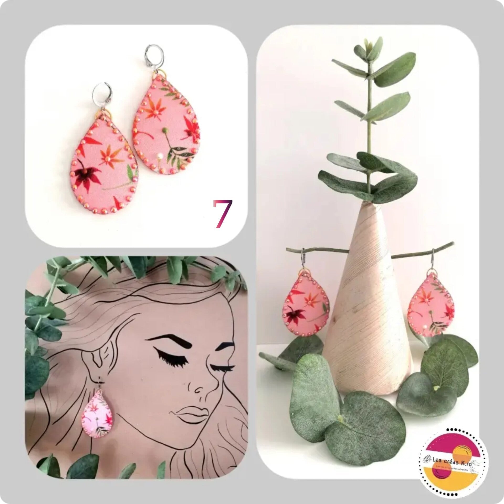 Boucles d’oreilles pendantes en tissu - collection GOUTTES - CARMANO by Les créas K.ro