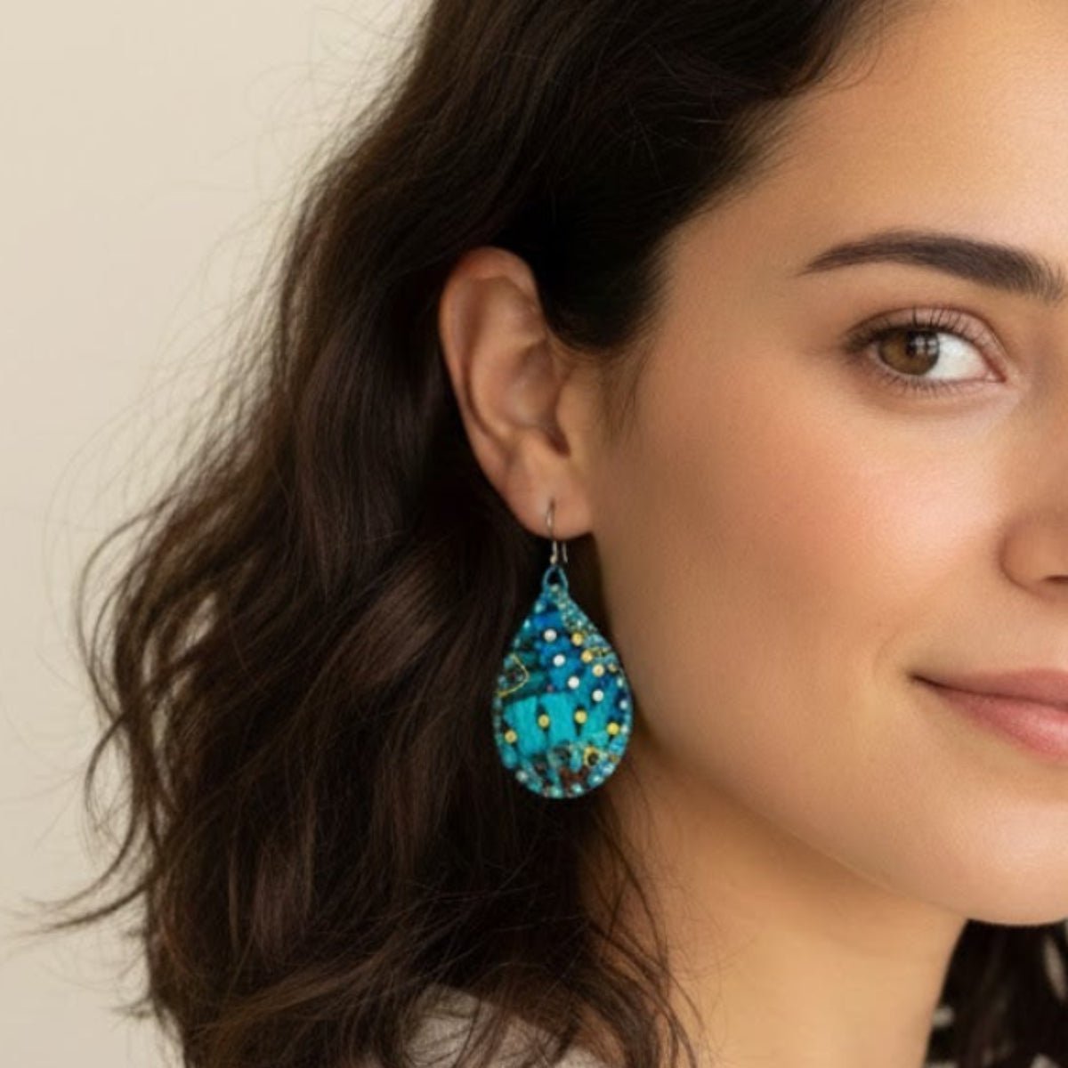 Boucles d’oreilles pendantes en tissu - collection GOUTTES - CARMANO by Les créas K.ro