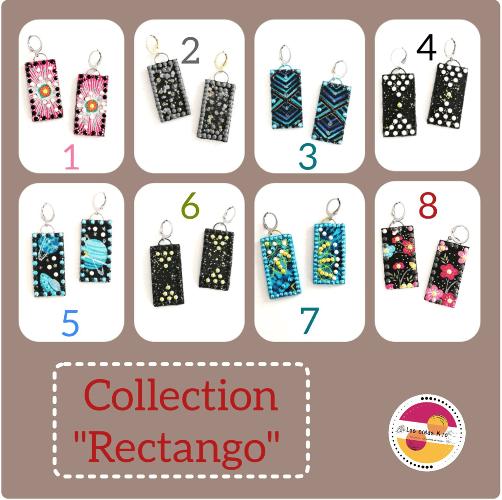 Boucles d’oreilles pendantes en tissu - collection RECTANGO - CARMANO by Les créas K.ro