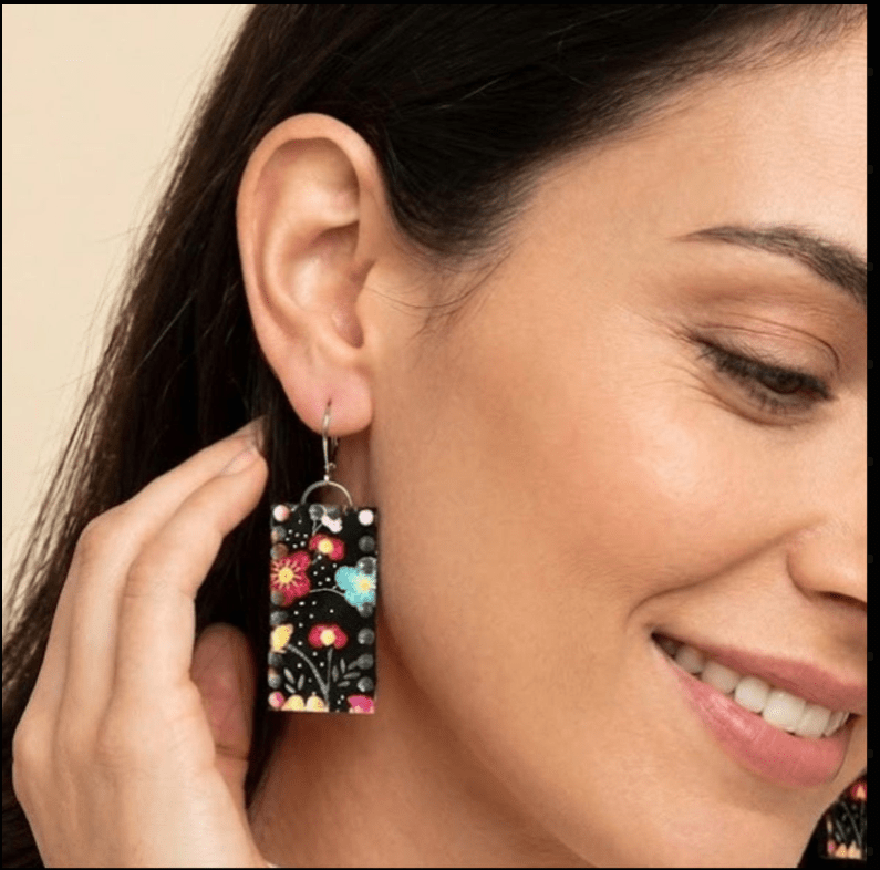 Boucles d’oreilles pendantes en tissu - collection RECTANGO - CARMANO by Les créas K.ro