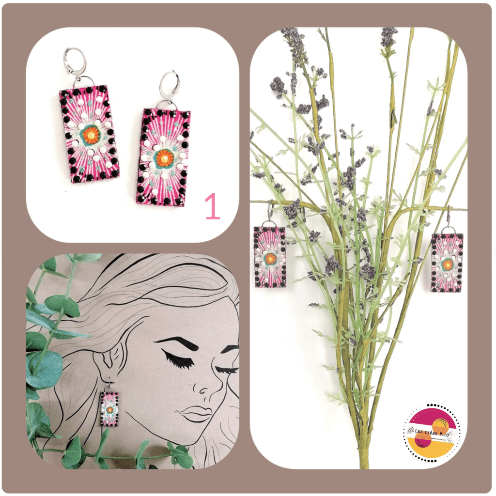 Boucles d’oreilles pendantes en tissu - collection RECTANGO - CARMANO by Les créas K.ro