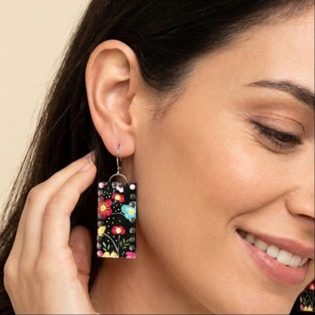 Boucles d’oreilles pendantes en tissu - collection RECTANGO - CARMANO by Les créas K.ro