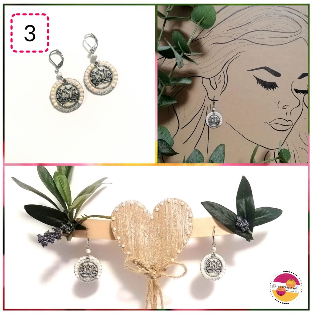 Boucles d’oreilles rondes en tissu - collection LOTUS - CARMANO by Les créas K.ro