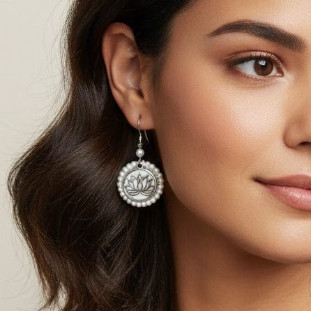 Boucles d’oreilles rondes en tissu - collection LOTUS - CARMANO by Les créas K.ro