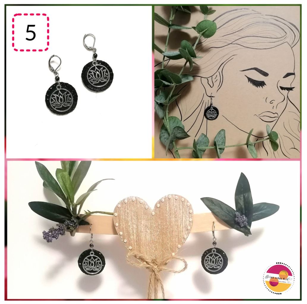 Boucles d’oreilles rondes en tissu - collection LOTUS - CARMANO by Les créas K.ro