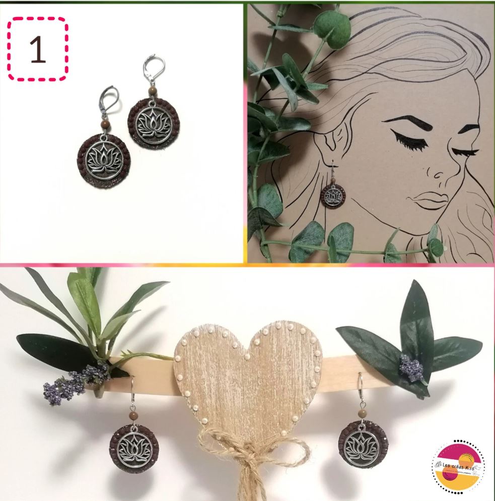 Boucles d’oreilles rondes en tissu - collection LOTUS - CARMANO by Les créas K.ro