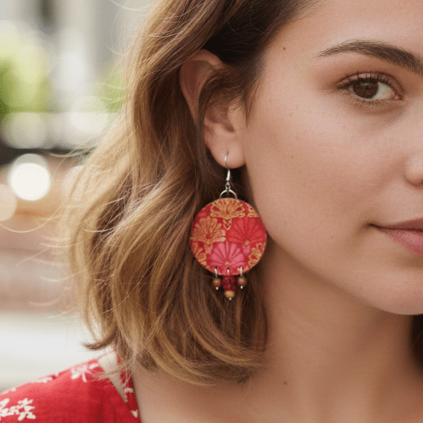 Boucles d’oreilles rondes en tissu - collection RONDO - CARMANO by Les créas K.ro