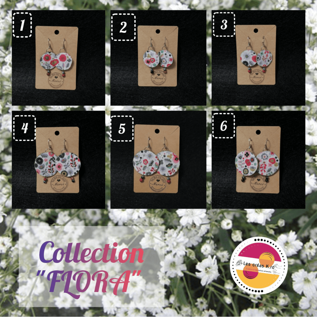 Boucles d’oreilles rondes en tissu recyclé - collection FLORA - CARMANO by Les créas K.ro