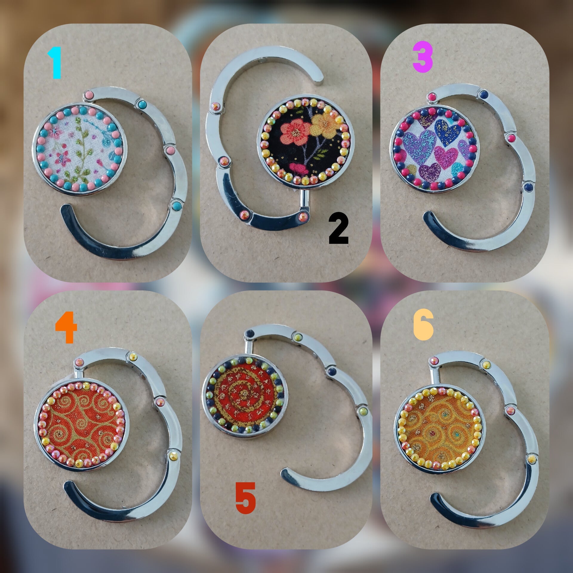 Crochet de table pour sac à main ou sac à dos pliable en tissu et métal - CARMANO by Les créas K.ro