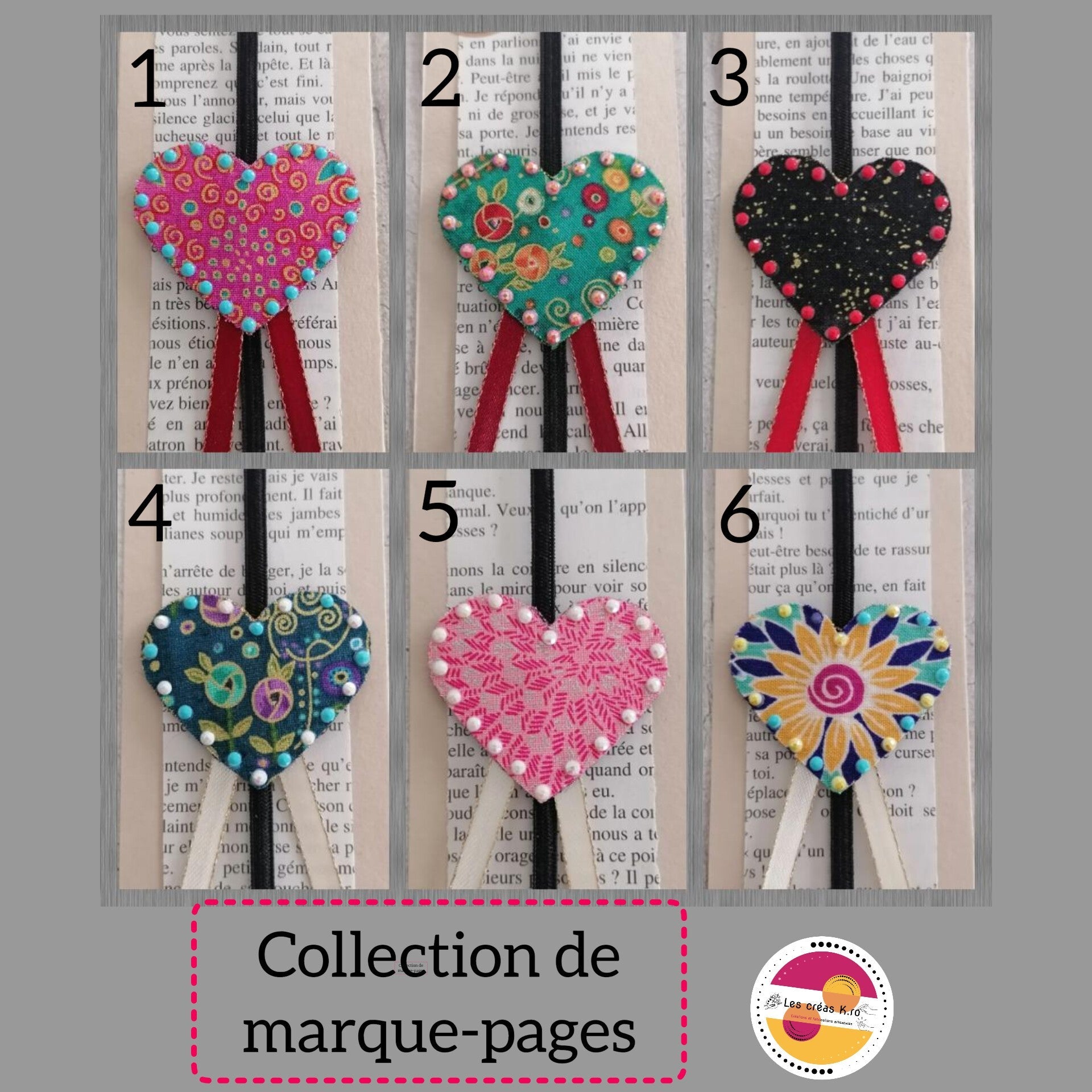 Marque - pages élastique Cœur en tissu. - CARMANO by Les créas K.ro