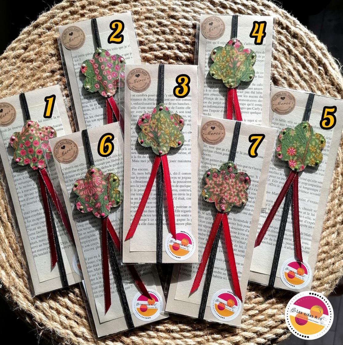 Marque - pages élastique en forme de fleur en tissu - CARMANO by Les créas K.ro