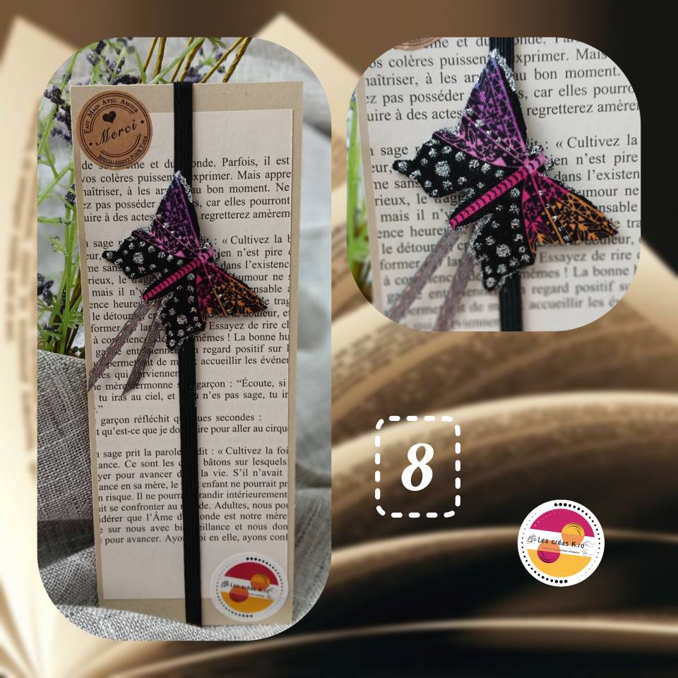 Marque - pages élastique Papillons en tissu. - CARMANO by Les créas K.ro