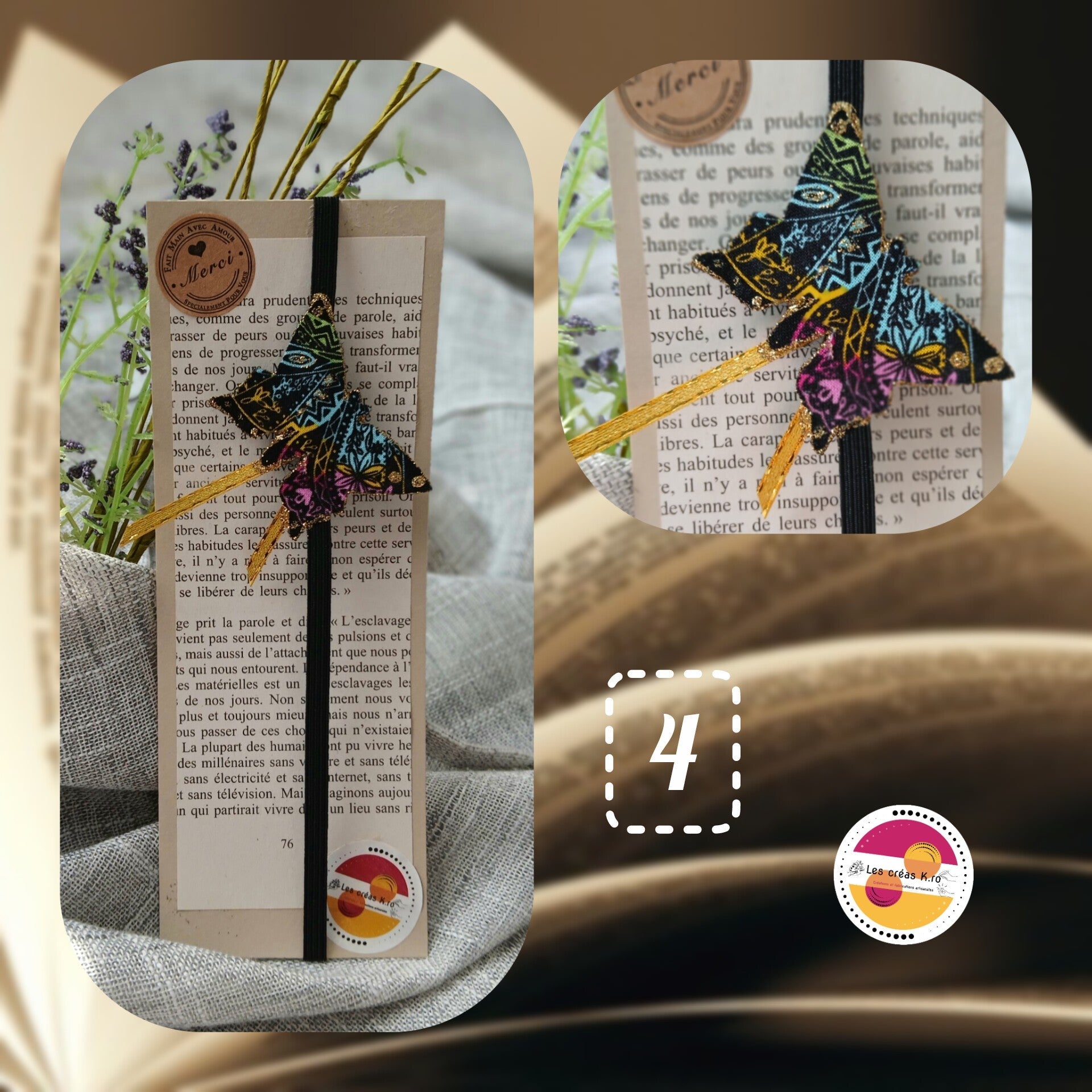 Marque - pages élastique Papillons en tissu. - CARMANO by Les créas K.ro