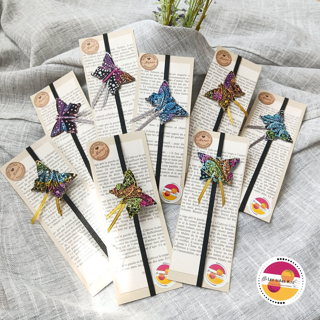Marque - pages élastique Papillons en tissu. - CARMANO by Les créas K.ro
