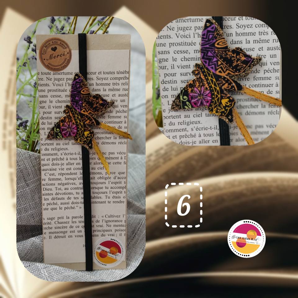 Marque - pages élastique Papillons en tissu. - CARMANO by Les créas K.ro