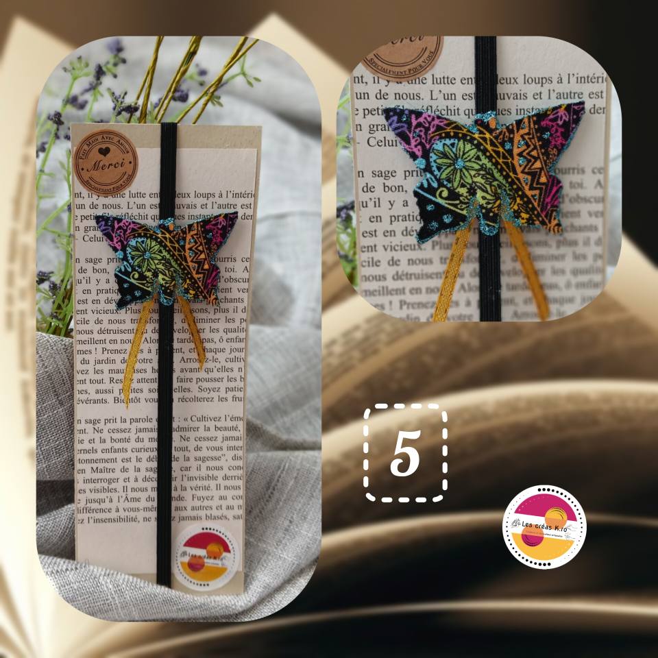 Marque - pages élastique Papillons en tissu. - CARMANO by Les créas K.ro