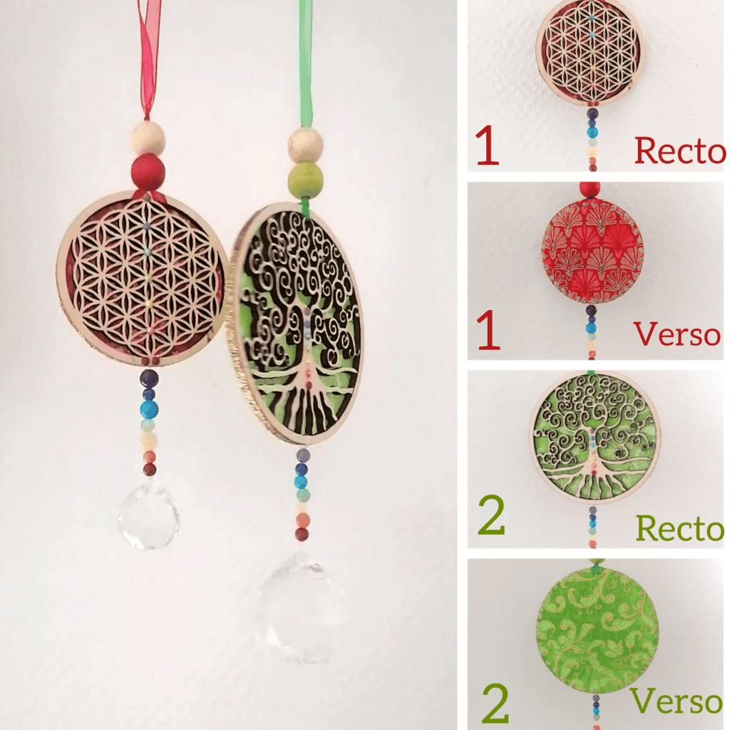 Mobile Feng - shui - Sun catcher 7 Chakras arbre ou fleur de vie - CARMANO by Les créas K.ro