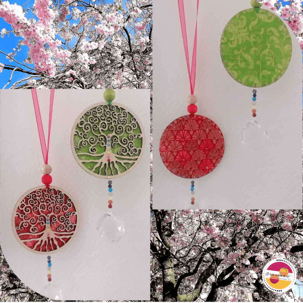 Mobile Feng - shui - Sun catcher 7 Chakras arbre ou fleur de vie - CARMANO by Les créas K.ro