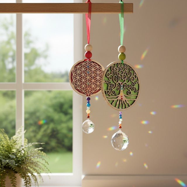 Mobile Feng - shui - Sun catcher 7 Chakras arbre ou fleur de vie - CARMANO by Les créas K.ro