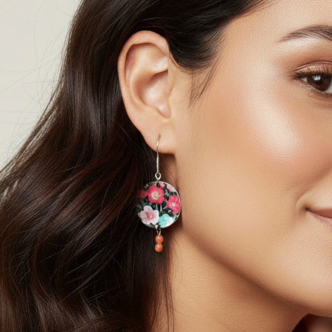 Boucles d’oreilles rondes en tissu - collection SAKURA