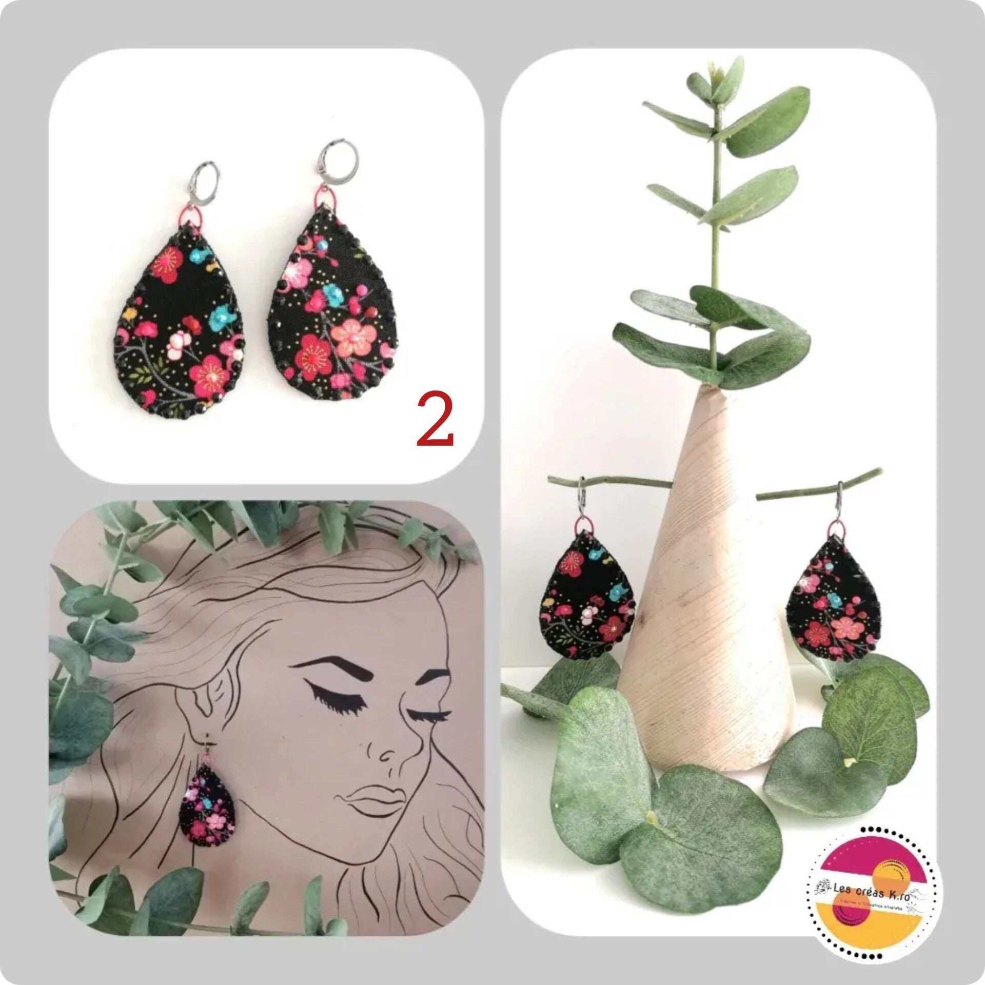 Boucles d’oreilles en tissu - collection GOUTTES